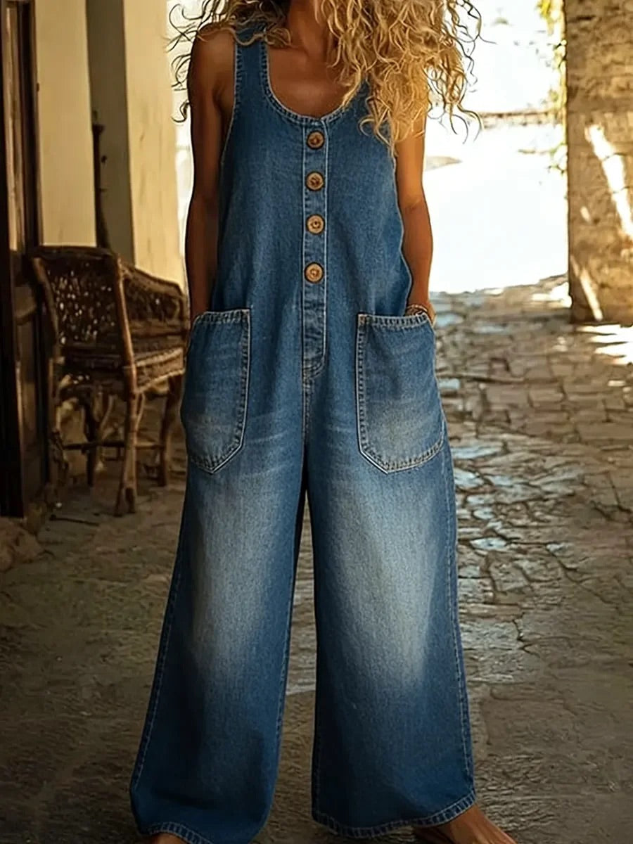 Grace | Salopette in Denim di Cotone Vintage Lavato