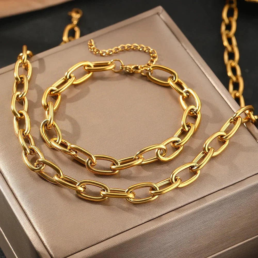 Set Collana e Bracciale a Clip Semplice