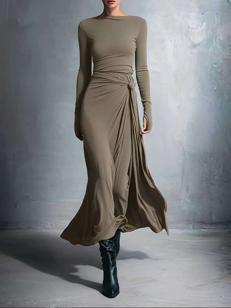 Alba - Vestido de primavera, largo con lazo lateral