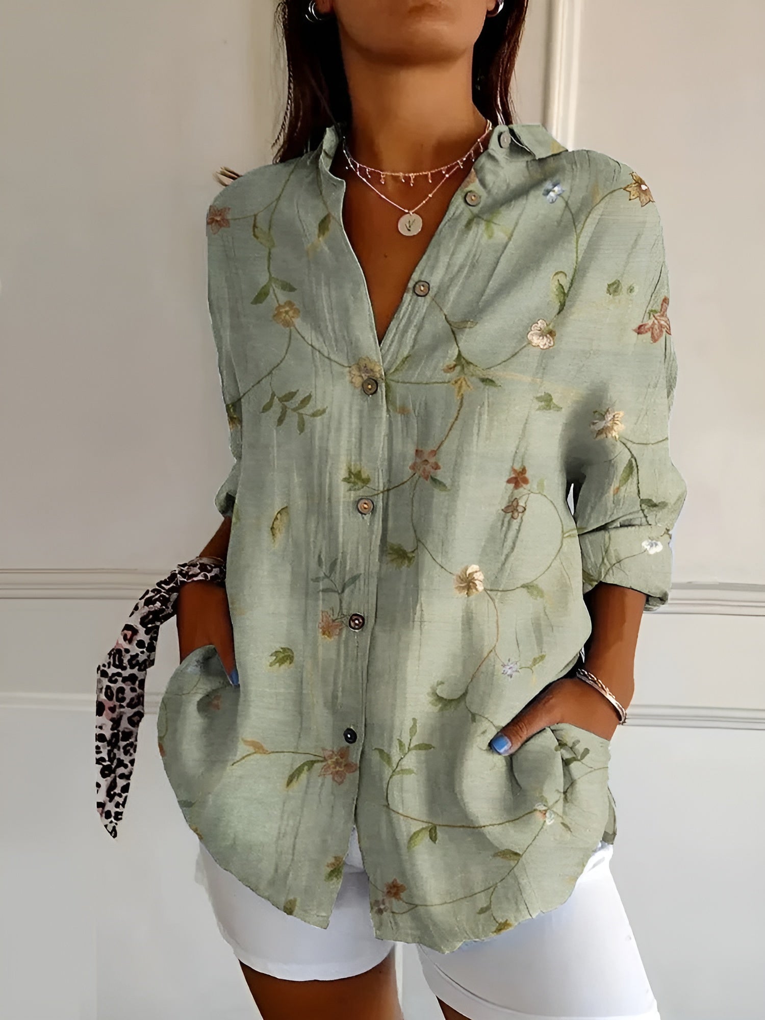 Maia | Blusa in Cotone con Motivo Floreale