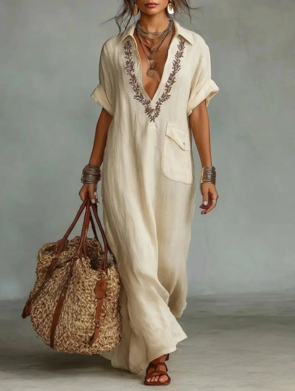 Marta | Abito Maxi Bohemien con Stampa Floreale