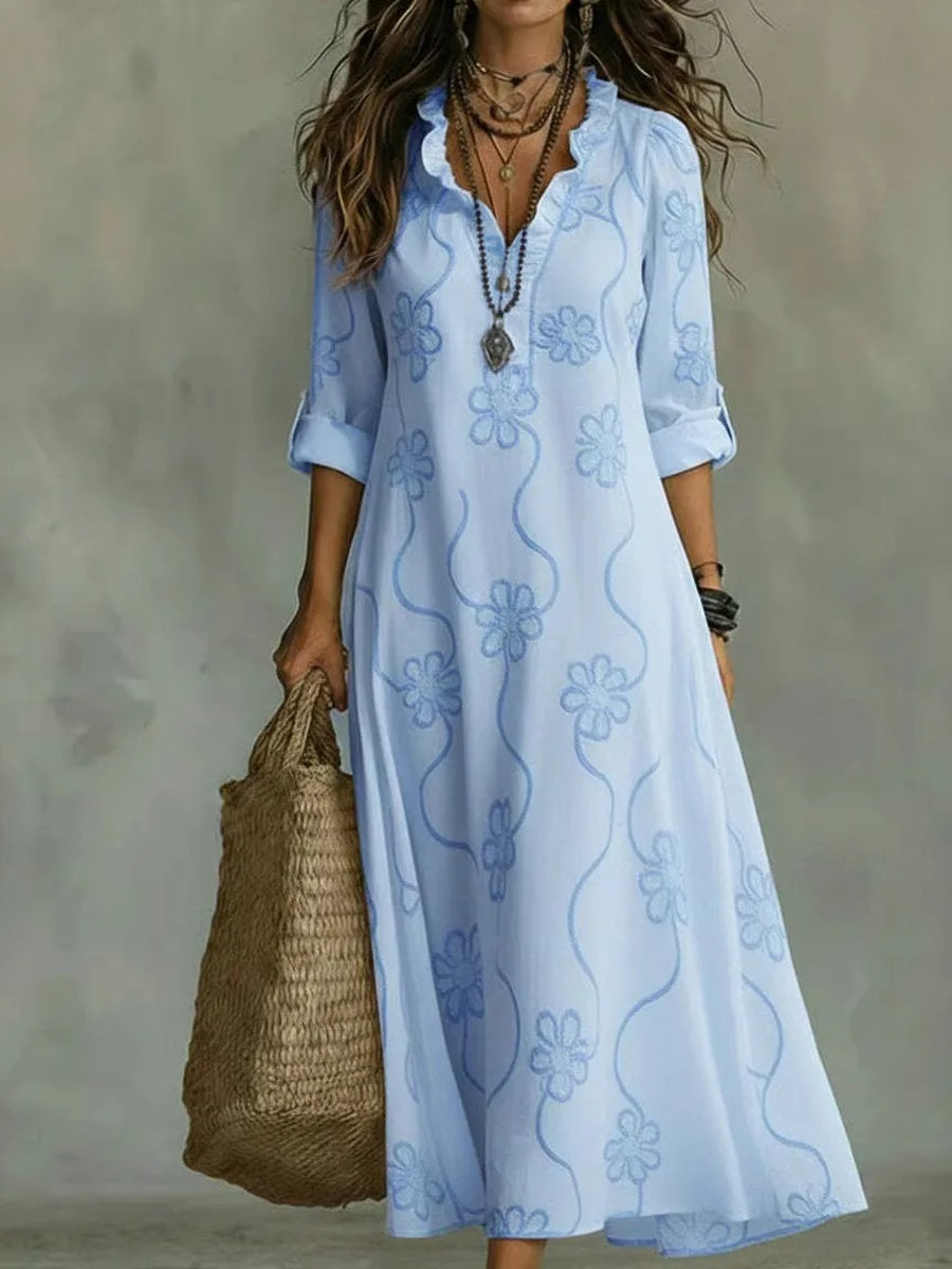 Ropa Larga de Verano con Flores Sienna